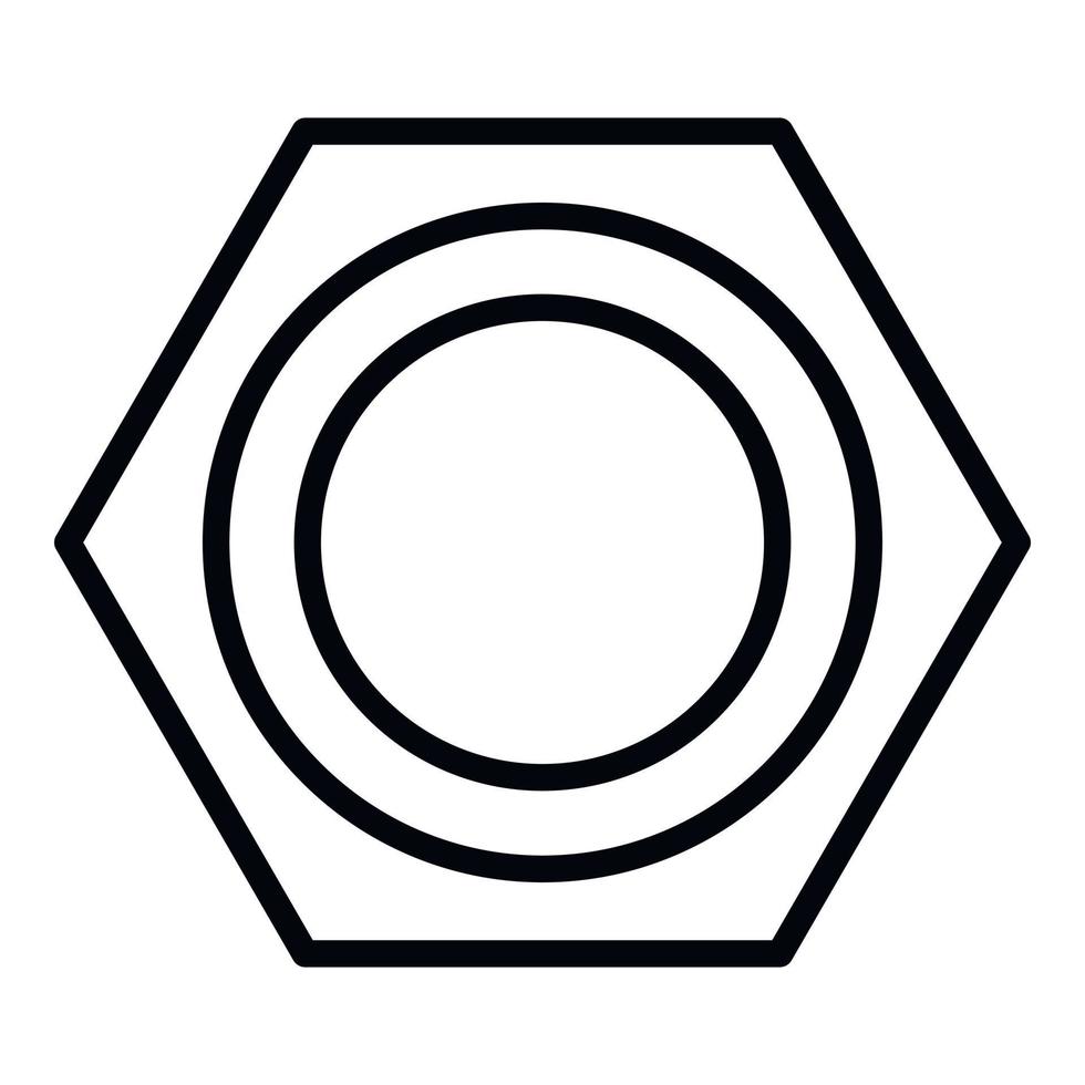 Steel nut top view icon, outline style vector