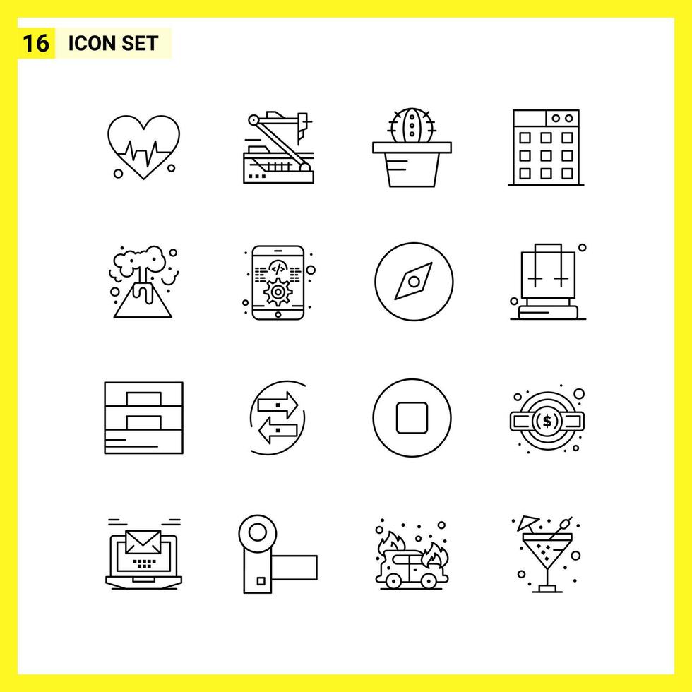 16 conjunto de iconos símbolos de línea simple signo de esquema en fondo blanco para el diseño de sitios web aplicaciones móviles y medios impresos fondo de vector de icono negro creativo