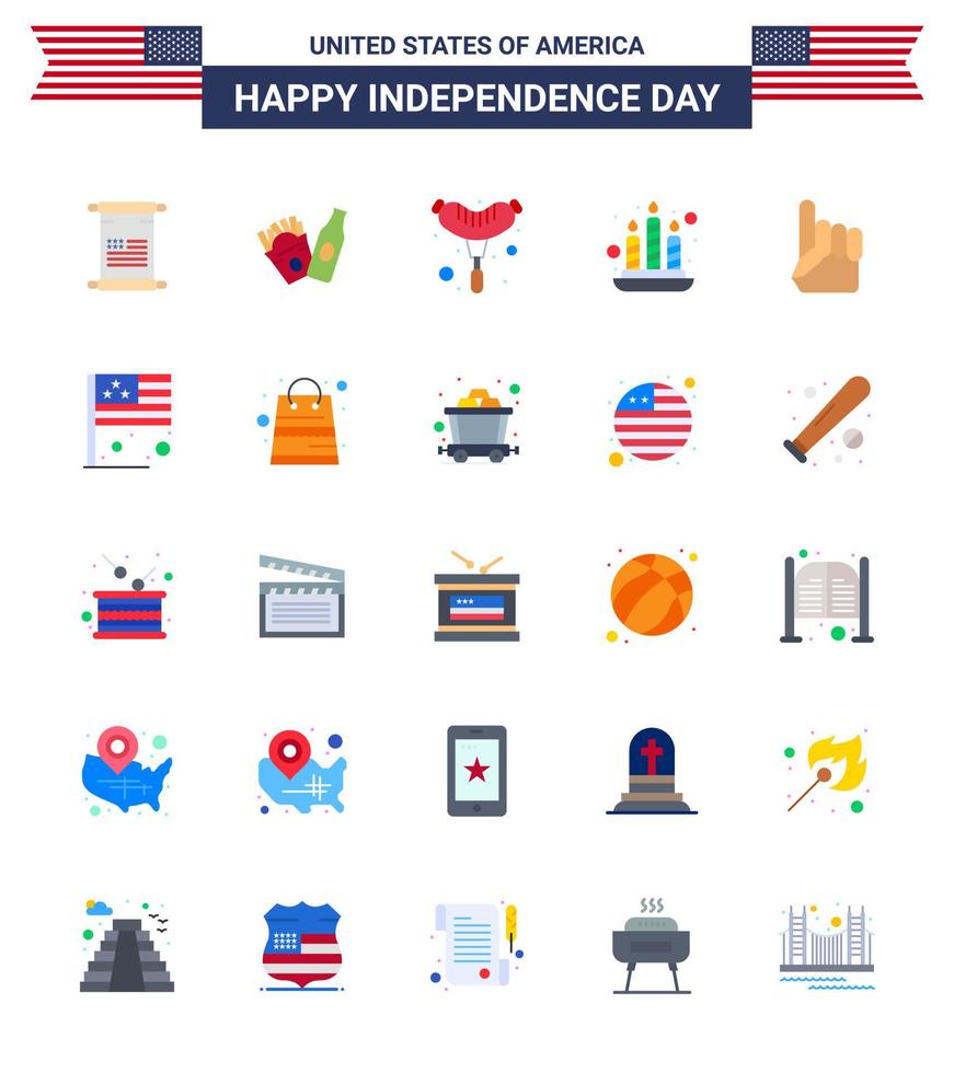 25 Creative USA Icons Modern Independence Signs and 4th July Symbols of day usa frankfurter hand light Editable USA Day Vector Design Elements