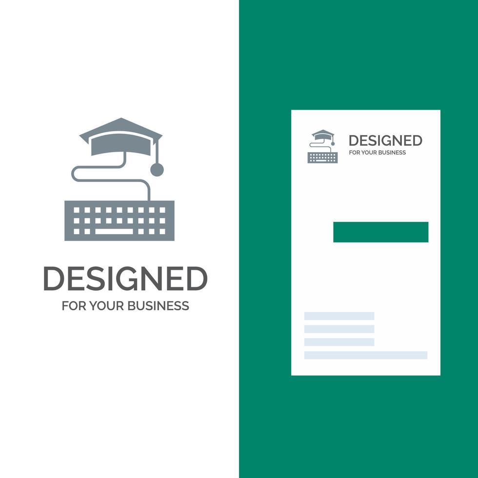 diseño de logotipo gris de graduación de educación de teclado clave y plantilla de tarjeta de visita vector