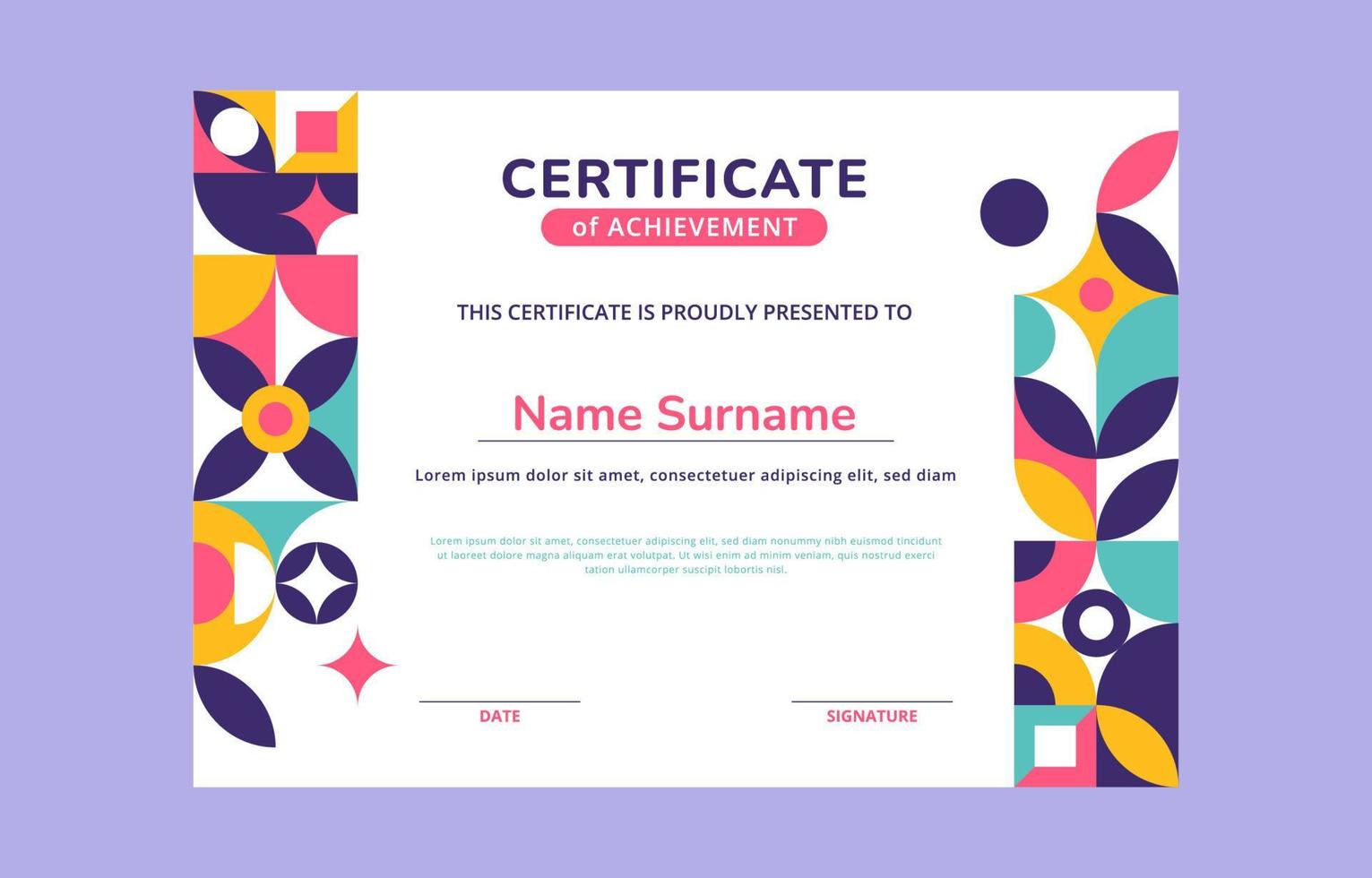 Flat Modern Geometric Certificate Template vector