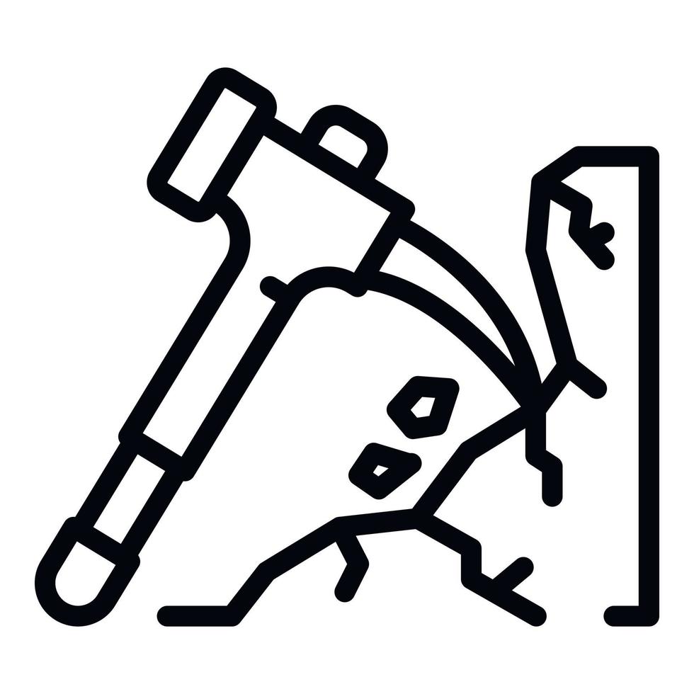 icono de hacha minera, estilo de contorno vector