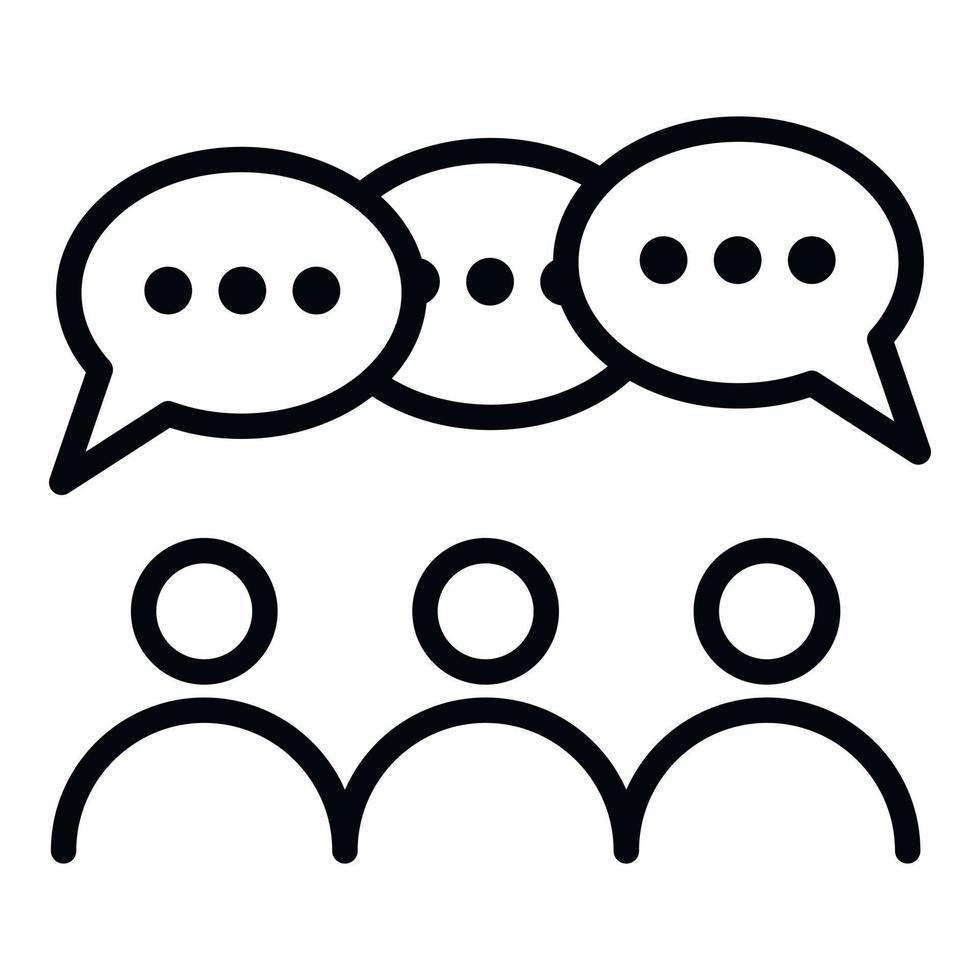 People group discussion icon, outline style vector