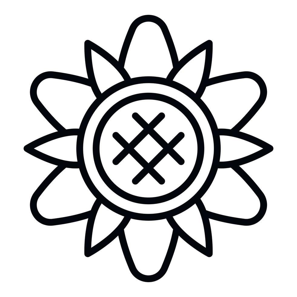 Sunflower top view icon, outline style vector
