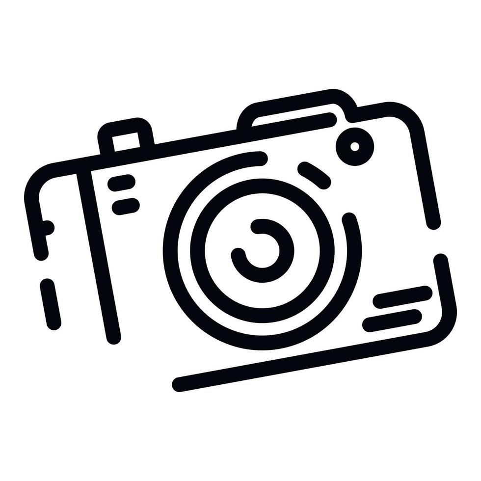 Photo camera icon, outline style vector