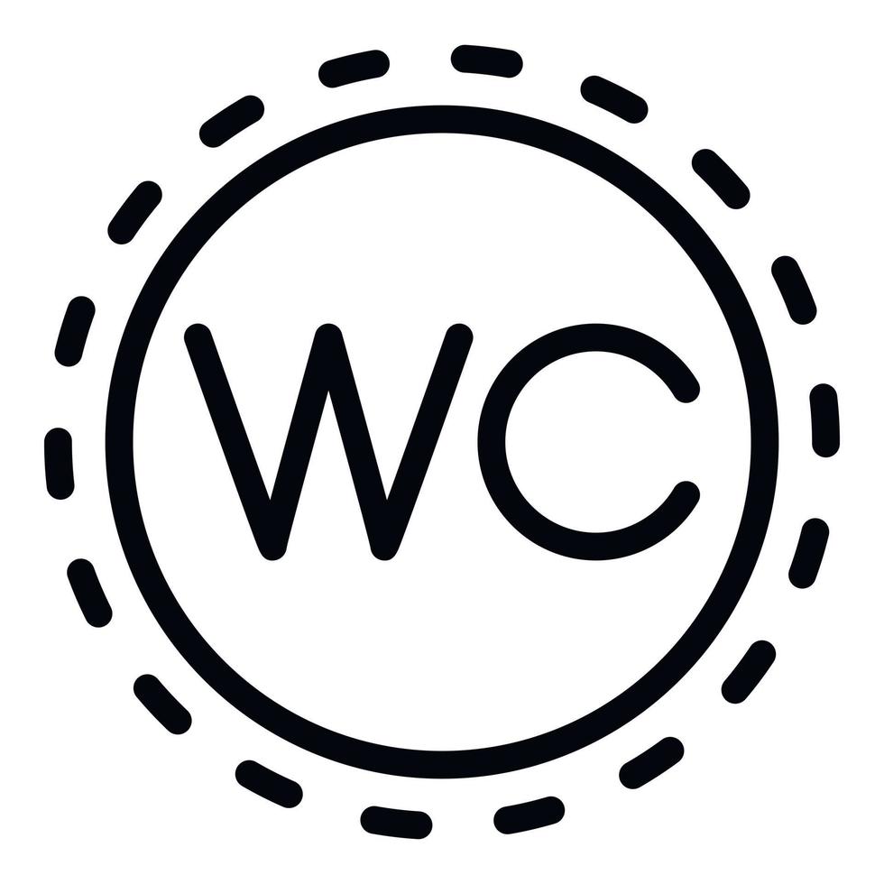 Round wc sign icon, outline style vector