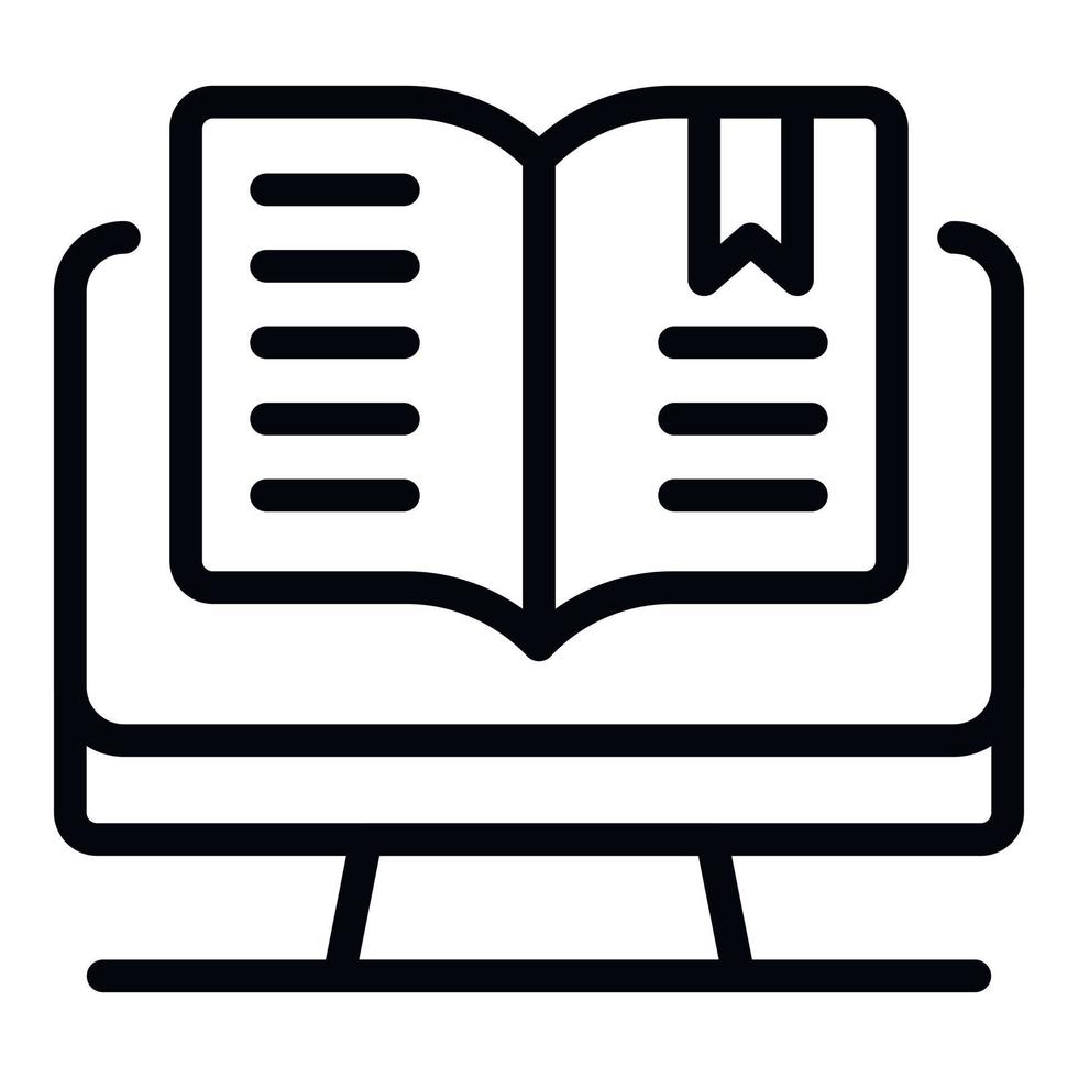 icono de libro de computadora abierto, estilo de esquema vector