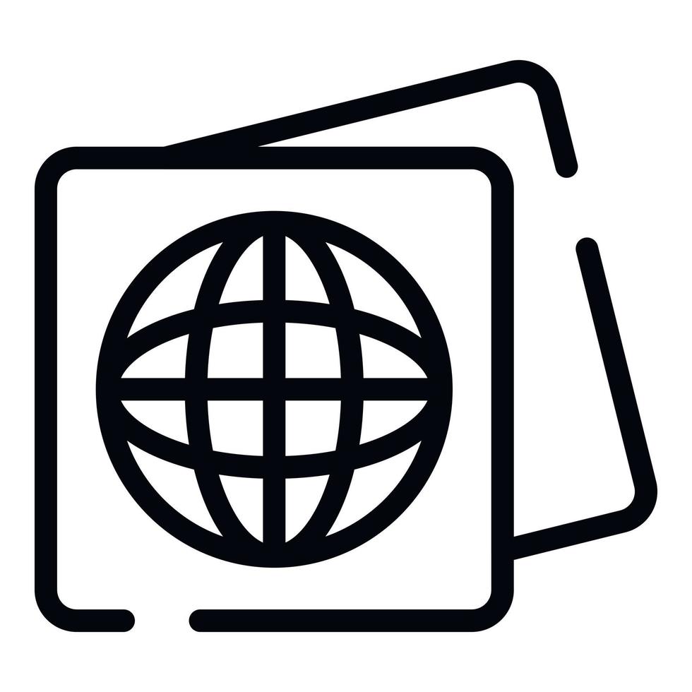 Globe cards icon, outline style vector