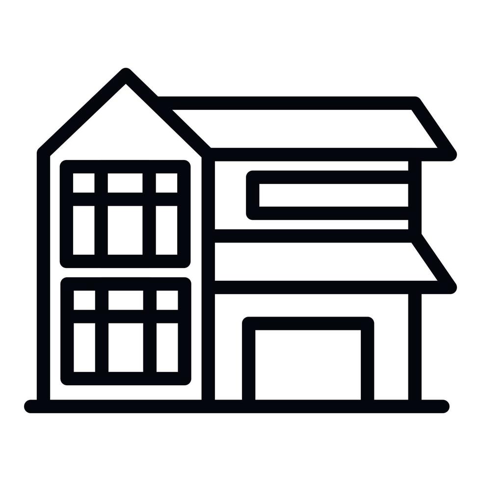 Cottage with garage icon, outline style vector