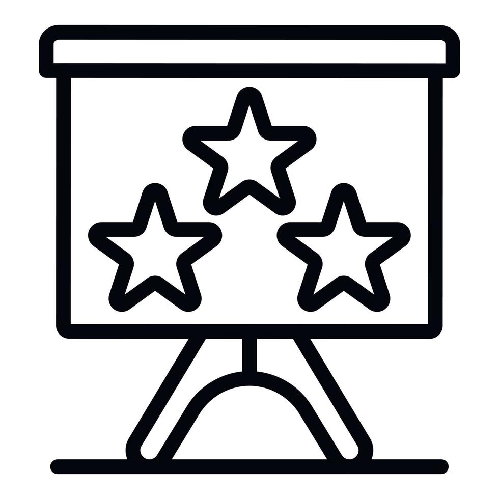 Three stars on a flipchart icon, outline style vector