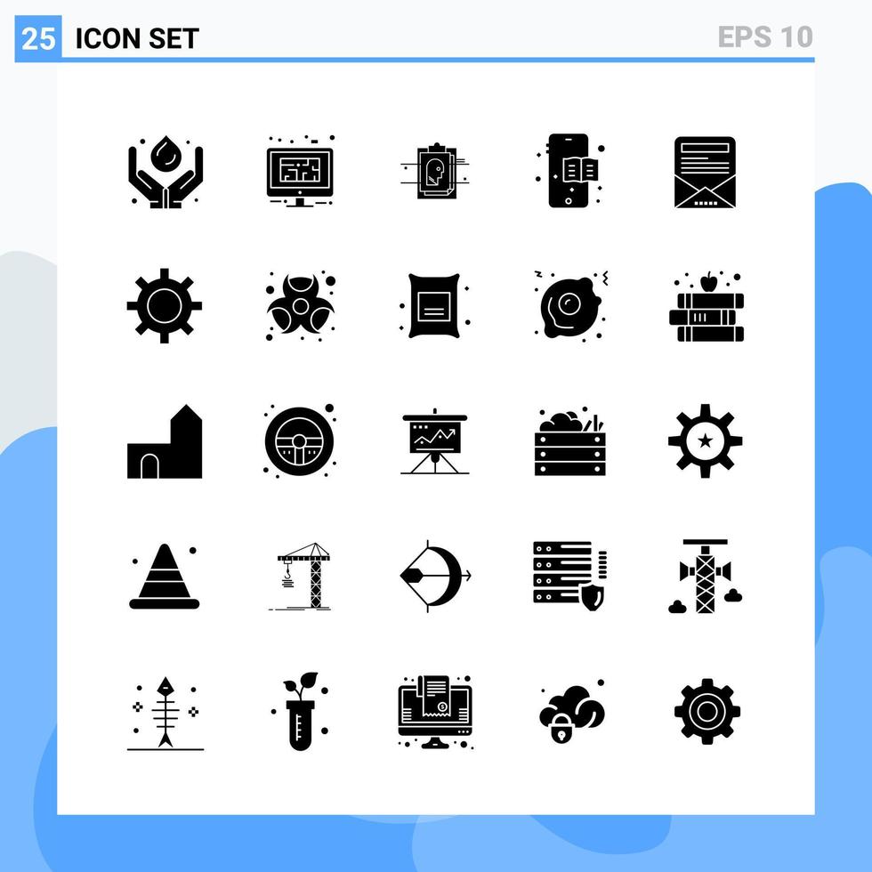 Modern 25 solid style icons Glyph Symbols for general use Creative Solid Icon Sign Isolated on White Background 25 Icons Pack Creative Black Icon vector background