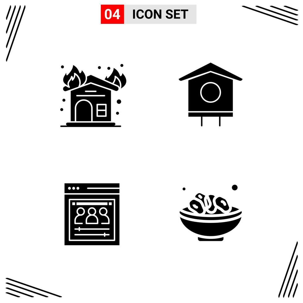 4 iconos estilo sólido cuadrícula basada en símbolos de glifos creativos para el diseño de sitios web signos de iconos sólidos simples aislados en fondo blanco 4 conjunto de iconos fondo de vector de icono negro creativo