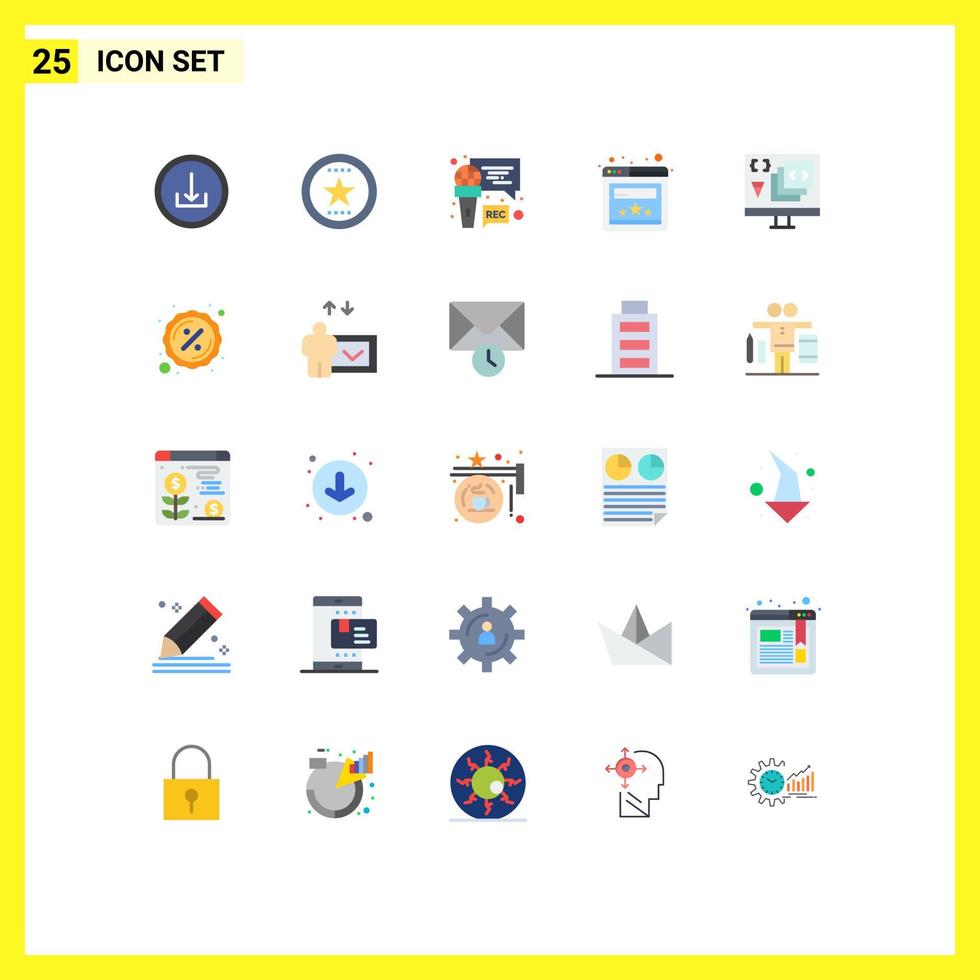 Universal Icon Symbols Group of 25 Modern Flat Colors of coding website star rating program Editable Vector Design Elements