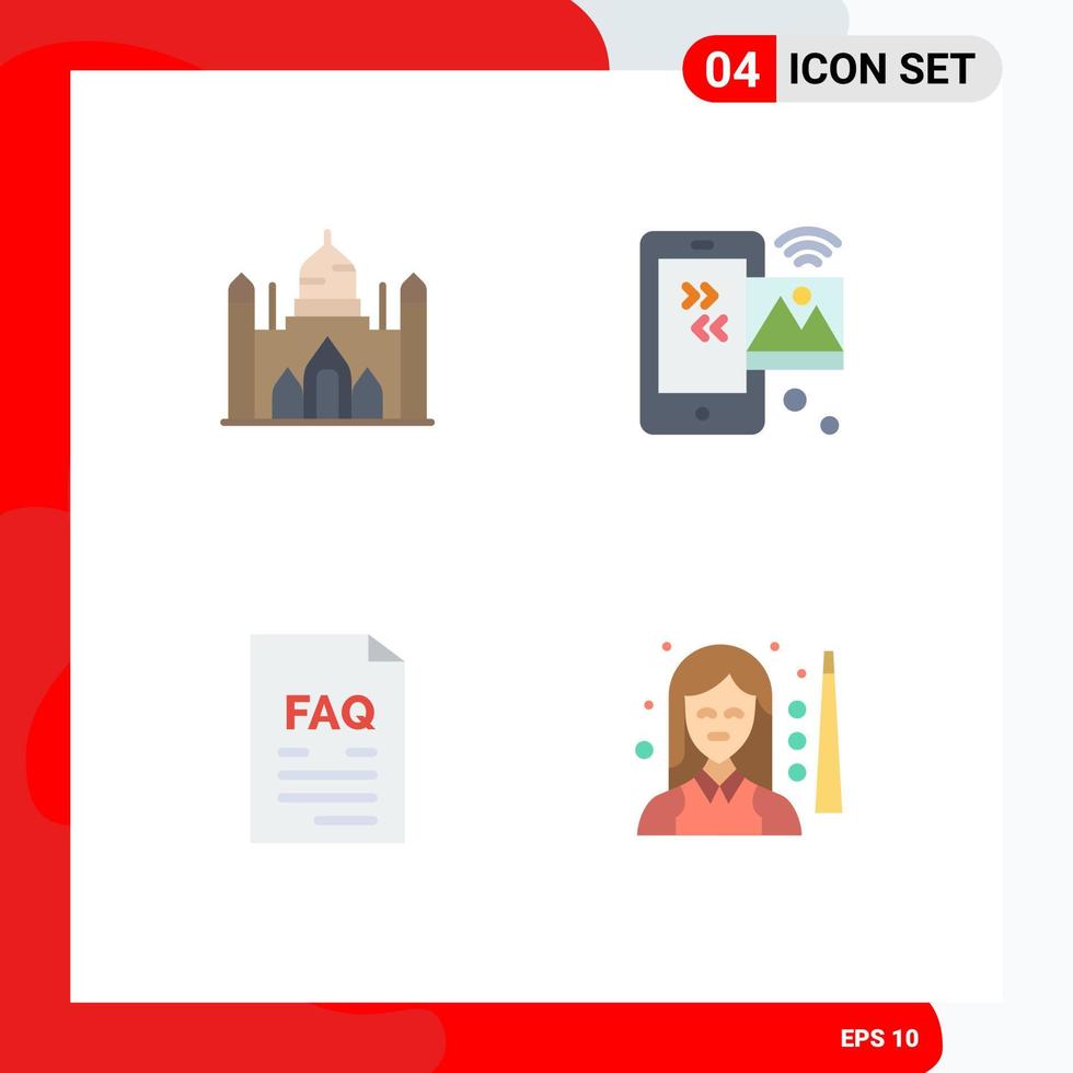 4 Flat Icon concept for Websites Mobile and Apps aurangabad fort contact lalbagh internet of things file Editable Vector Design Elements