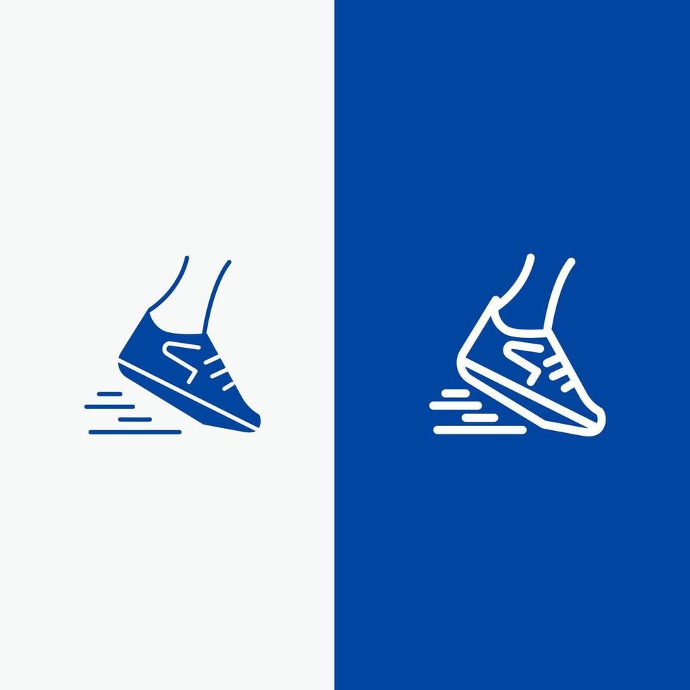 Fast Leg Run Runner Running Line and Glyph Solid icon Blue banner Line and Glyph Solid icon Blue banner vector