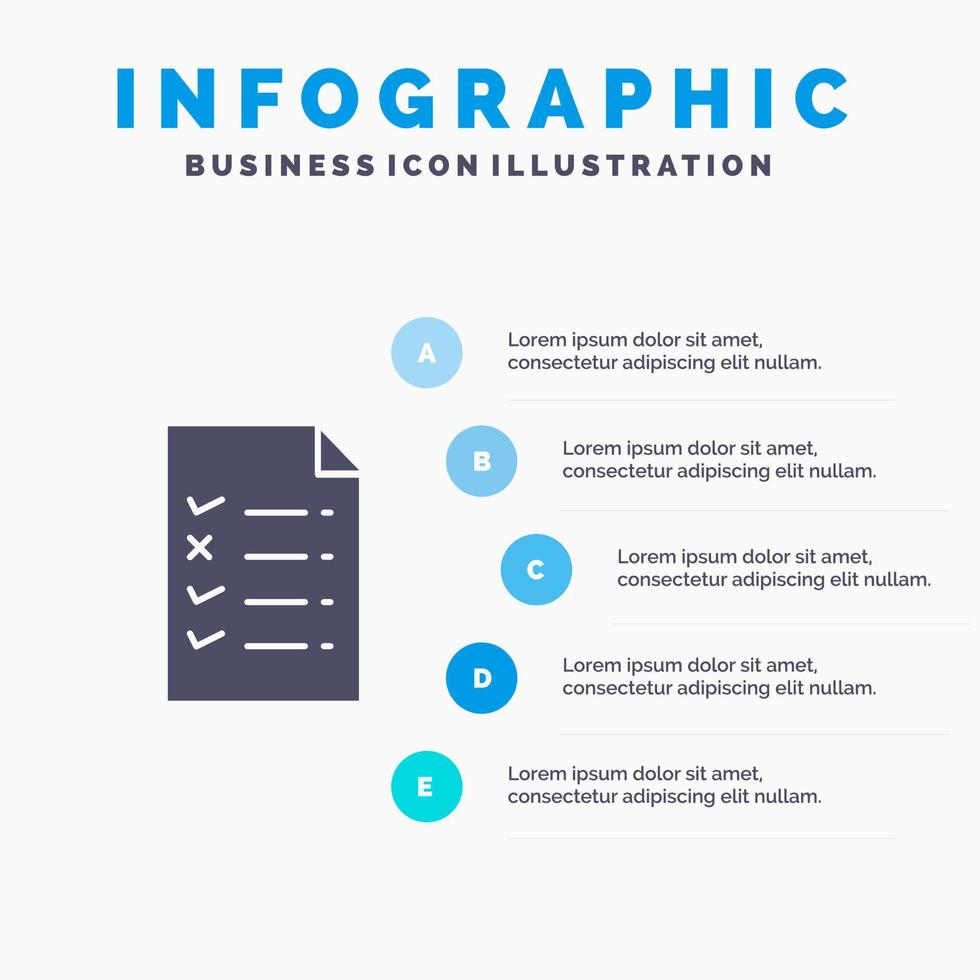 Document File Education Solid Icon Infographics 5 Steps Presentation Background vector