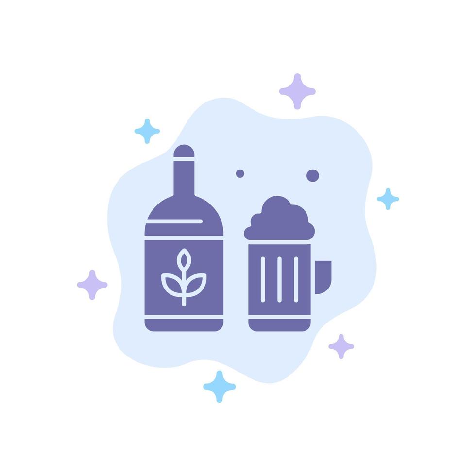 Beer Bottle Cup Ireland Blue Icon on Abstract Cloud Background vector