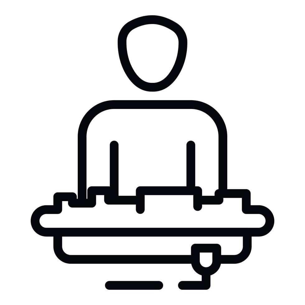 DJ at the console icon, outline style vector