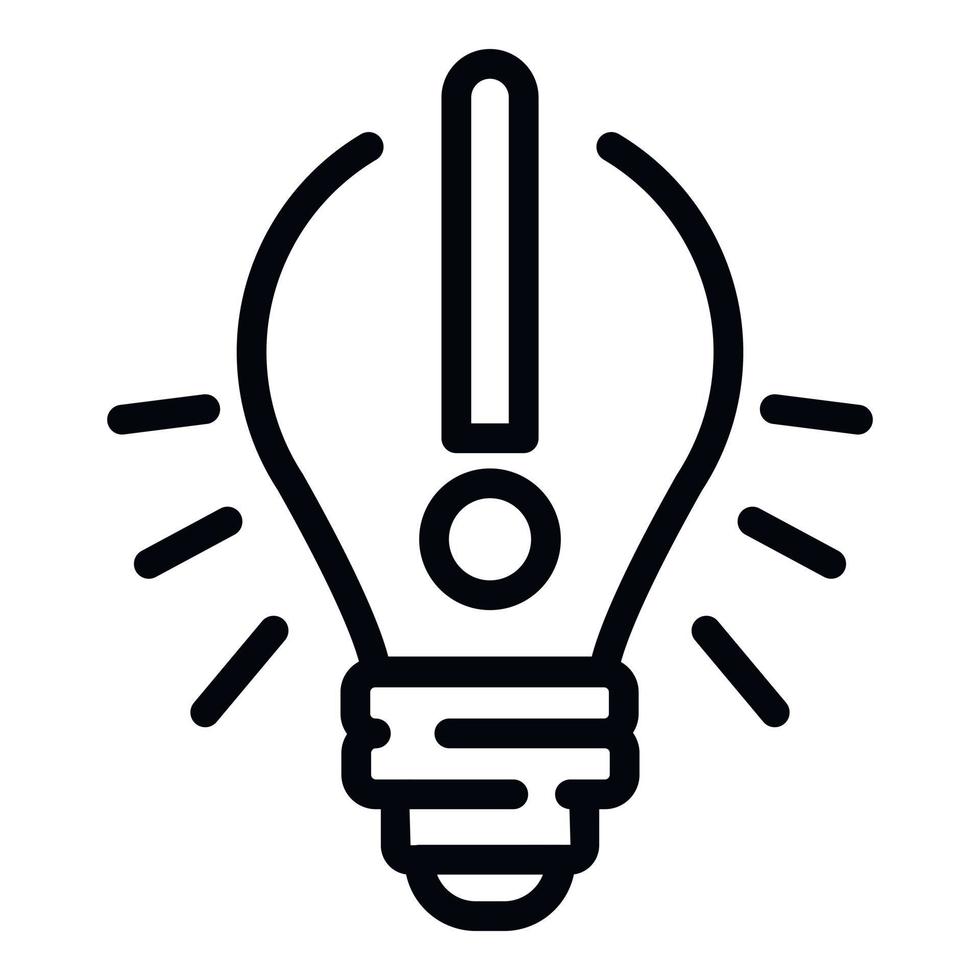 Light bulb exclamation mark icon, outline style vector