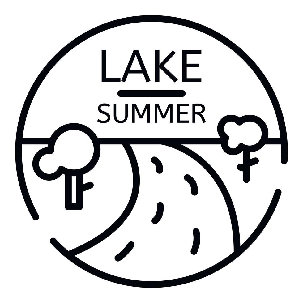 Summer lake logo, outline style vector