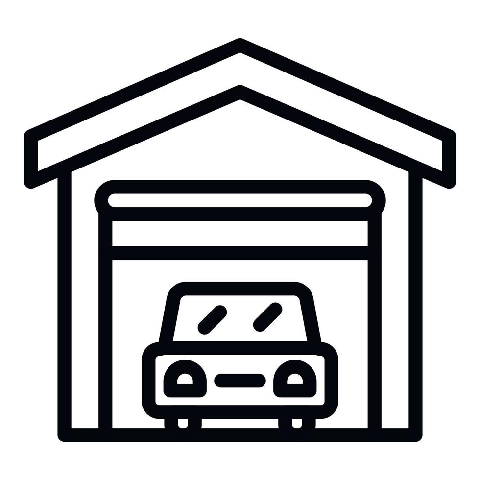 icono de garaje de alquiler de coches, estilo de contorno vector