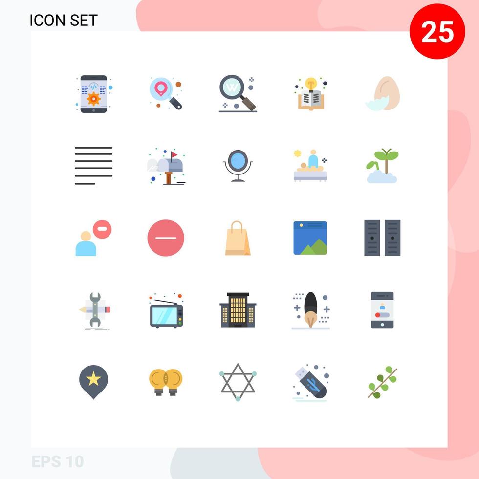 25 Flat Color concept for Websites Mobile and Apps easter light bulb keyword light book Editable Vector Design Elements