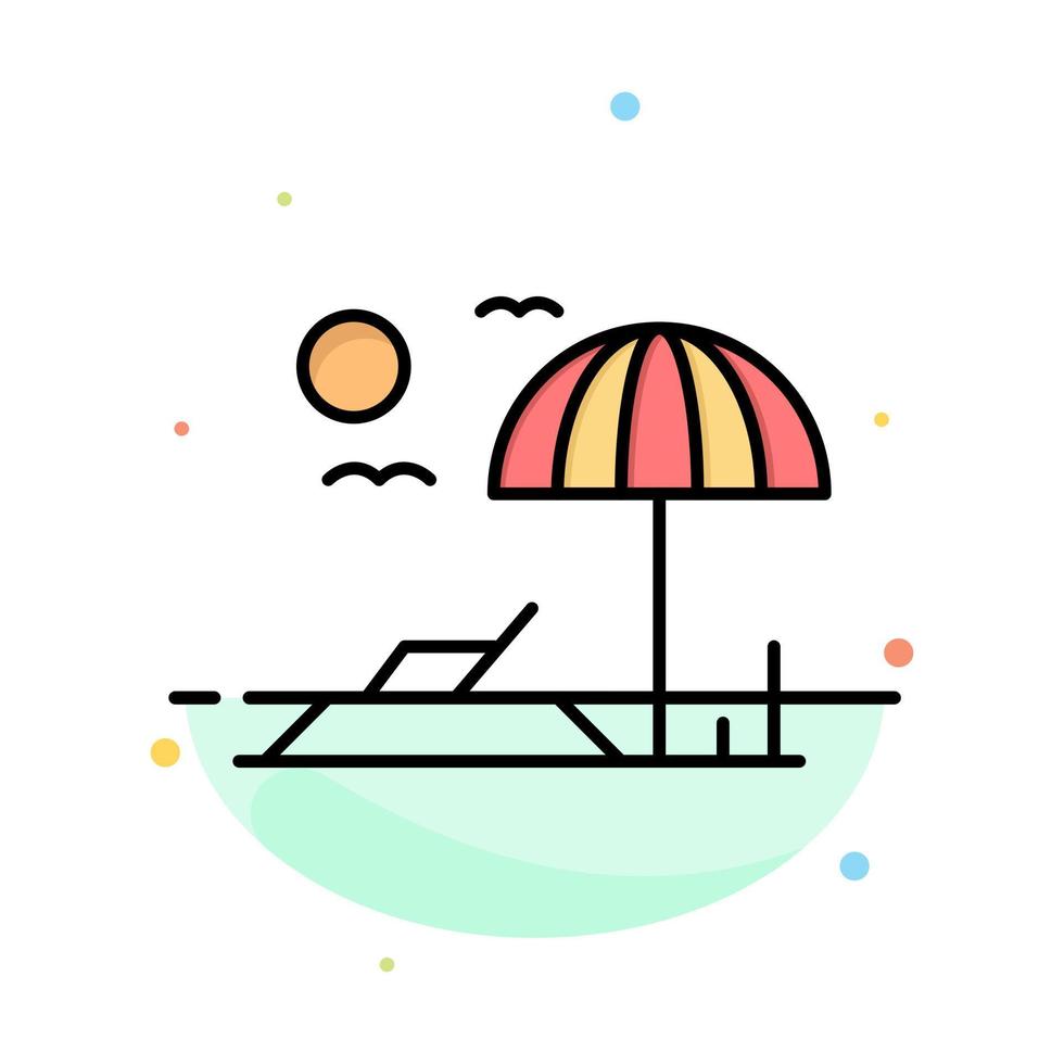 Beach Sunbed Vacation Abstract Flat Color Icon Template vector