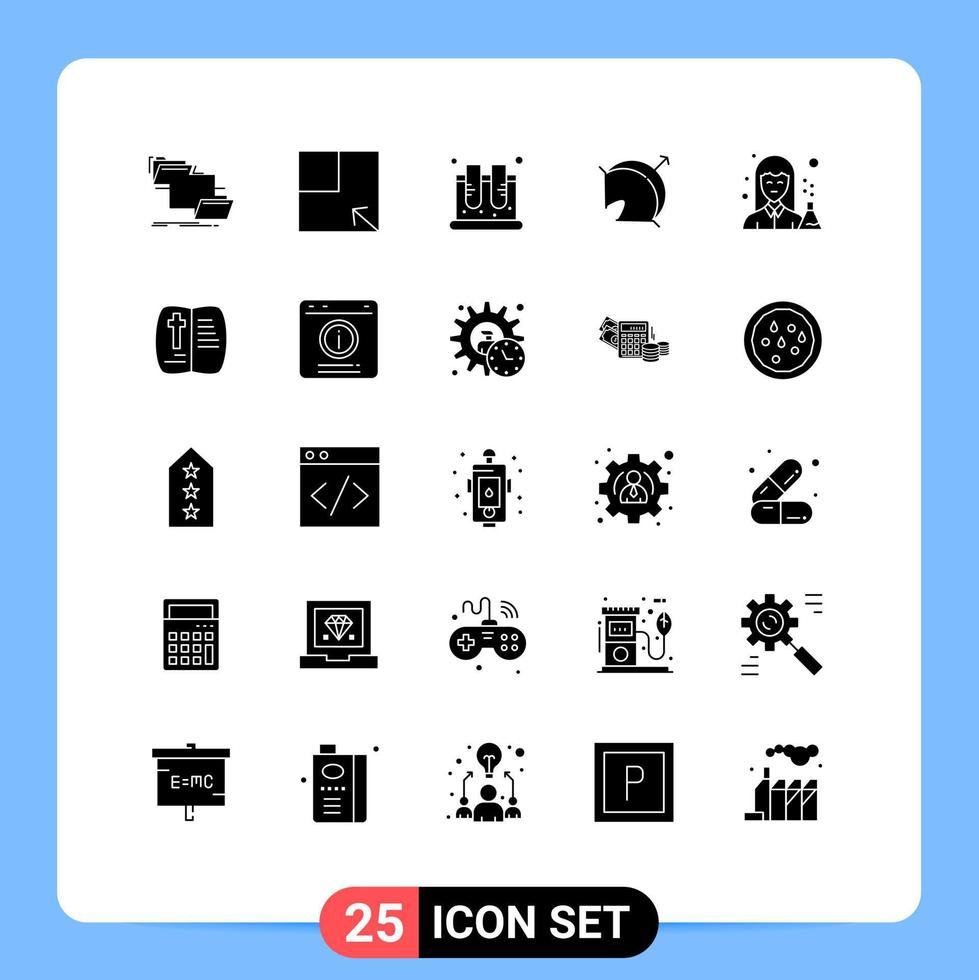 grupo universal de símbolos de iconos de 25 glifos sólidos modernos de elementos de diseño de vectores editables de prueba de flecha de química de destino deportivo