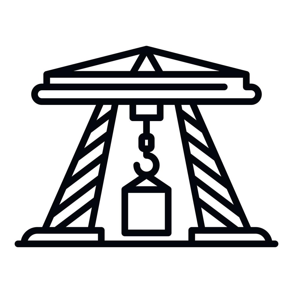Sea port crane icon, outline style vector