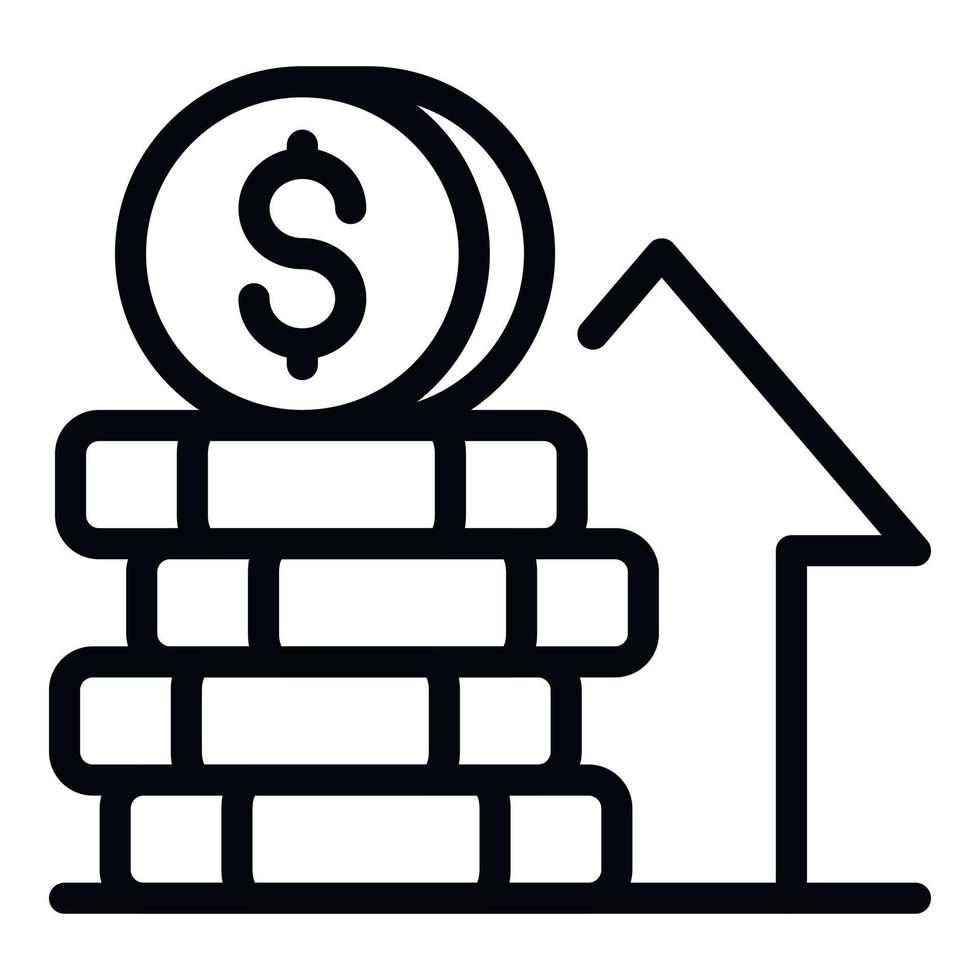 Stack of coins growth icon, outline style vector
