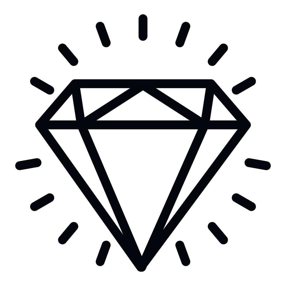 Shiny diamond icon, outline style vector