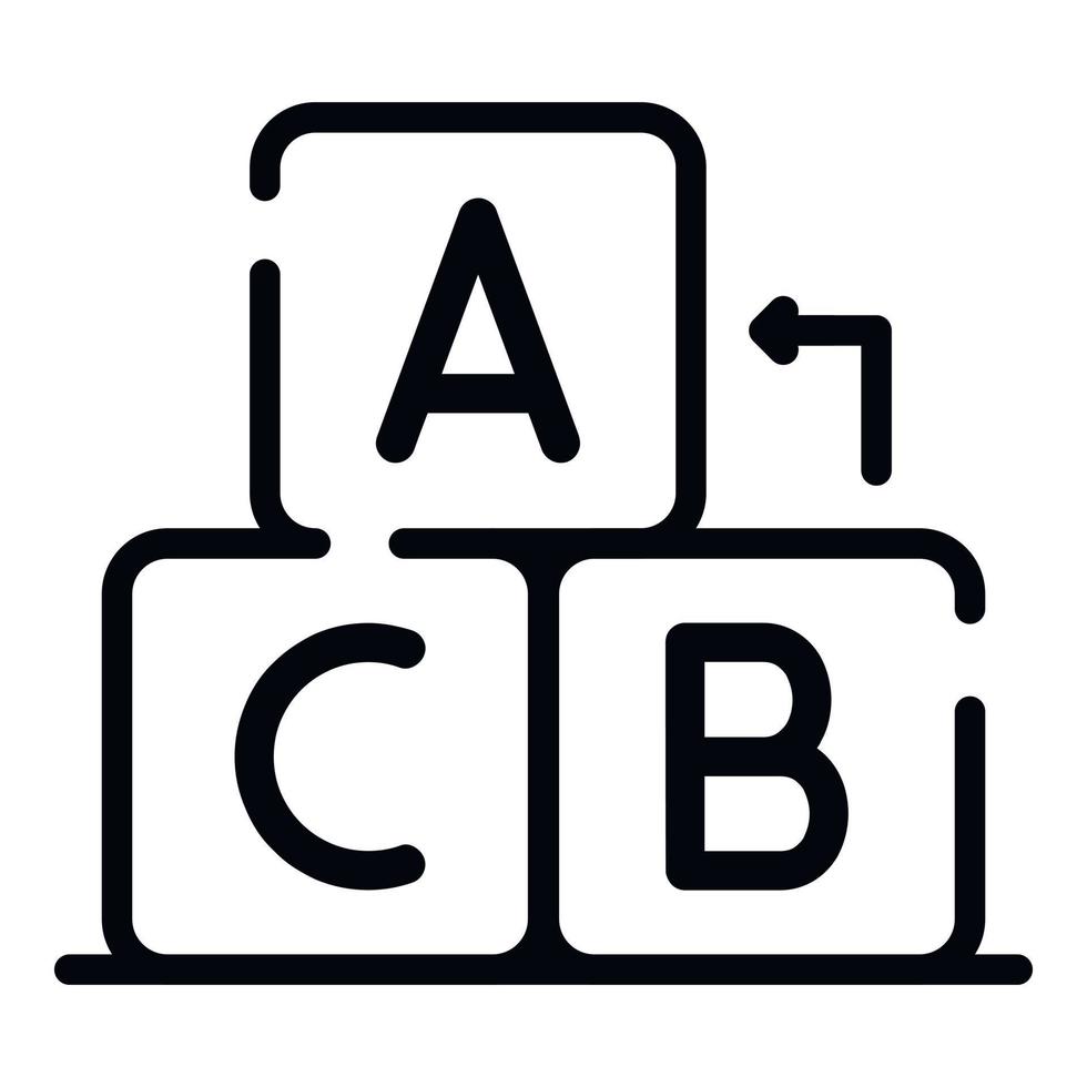 icono de cubos abc, estilo de esquema vector