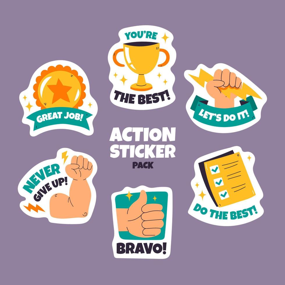 Set of Action Stickers vector