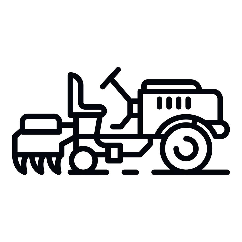 icono de tractor de granja pequeña, estilo de esquema vector