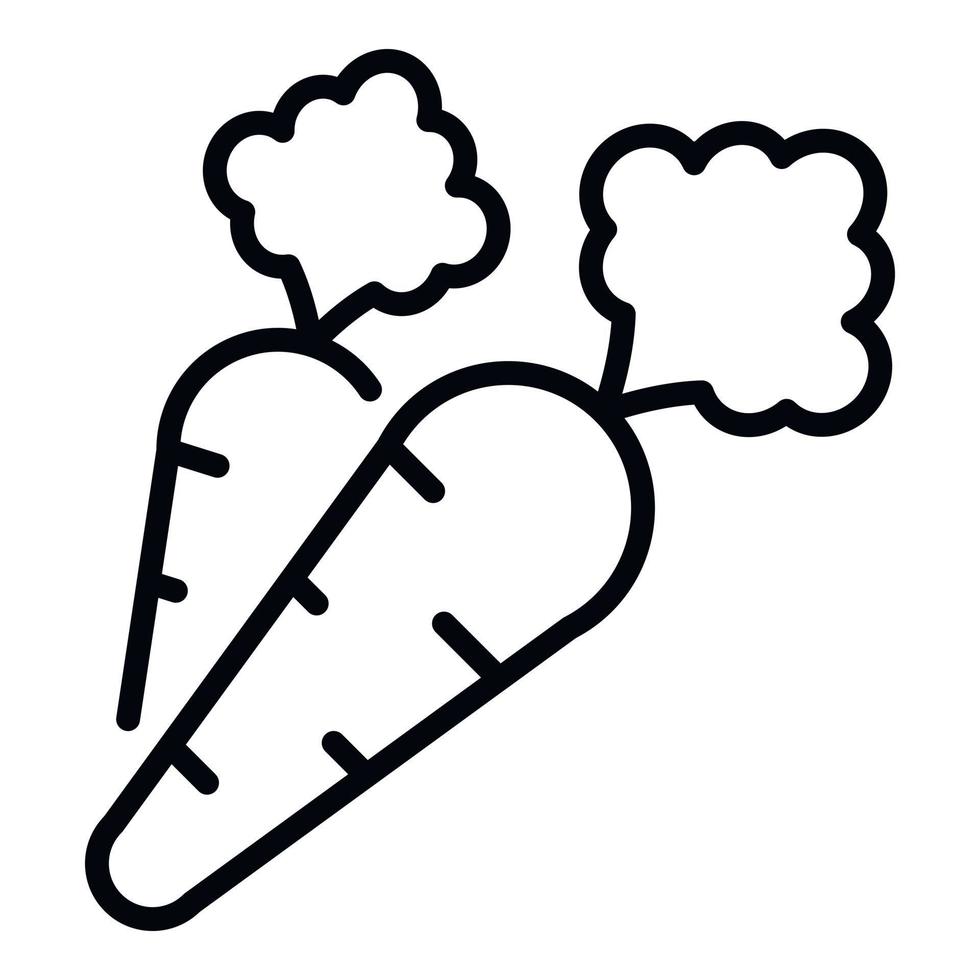 icono de zanahoria de granja ecológica, estilo de esquema vector