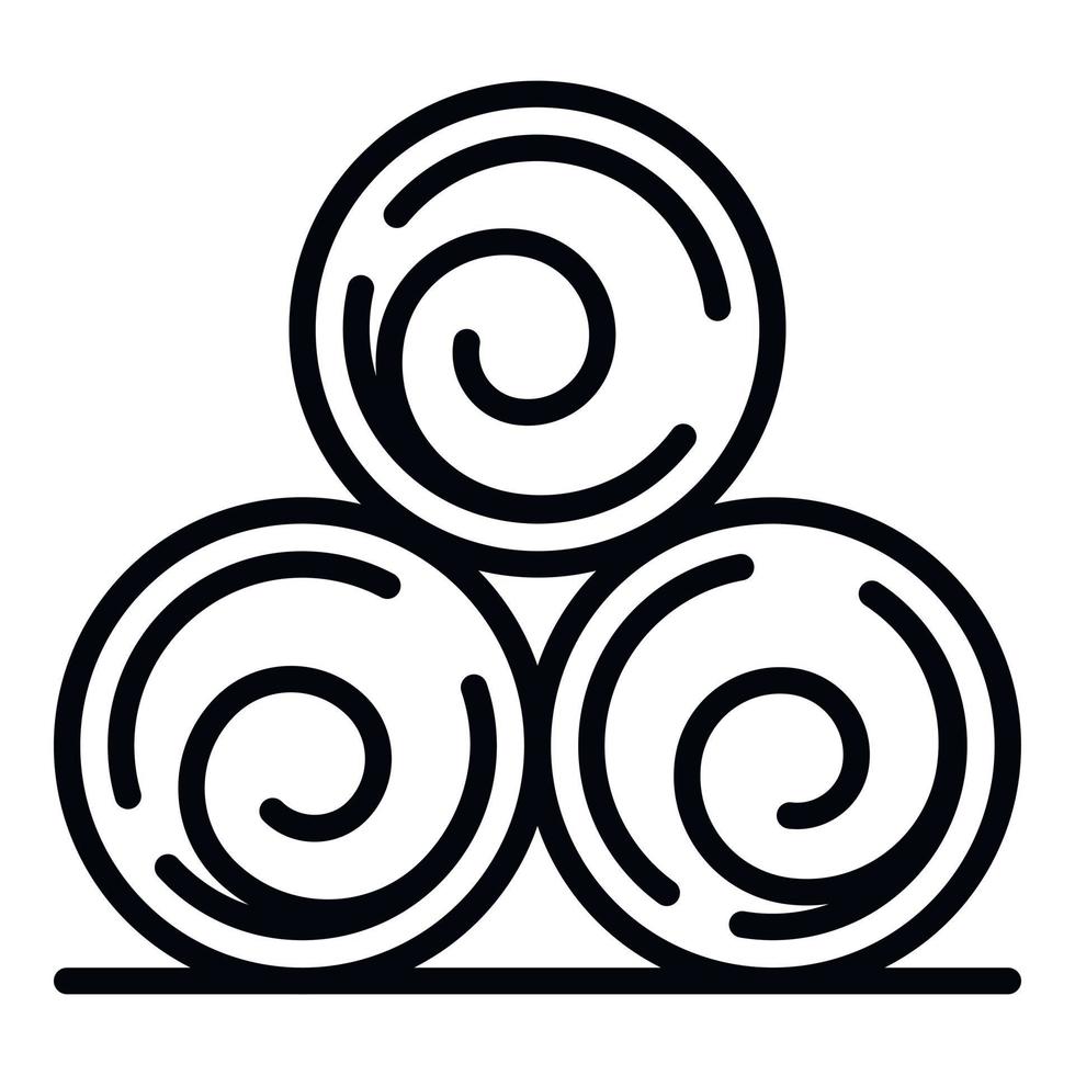 icono de rollo de heno, estilo de contorno vector