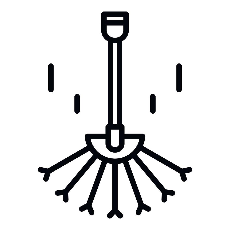 Leaf rake icon, outline style vector