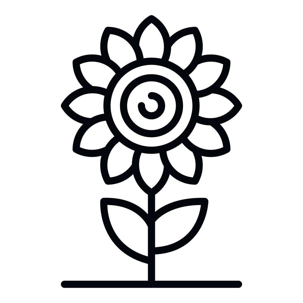 icono de girasol, estilo de esquema vector