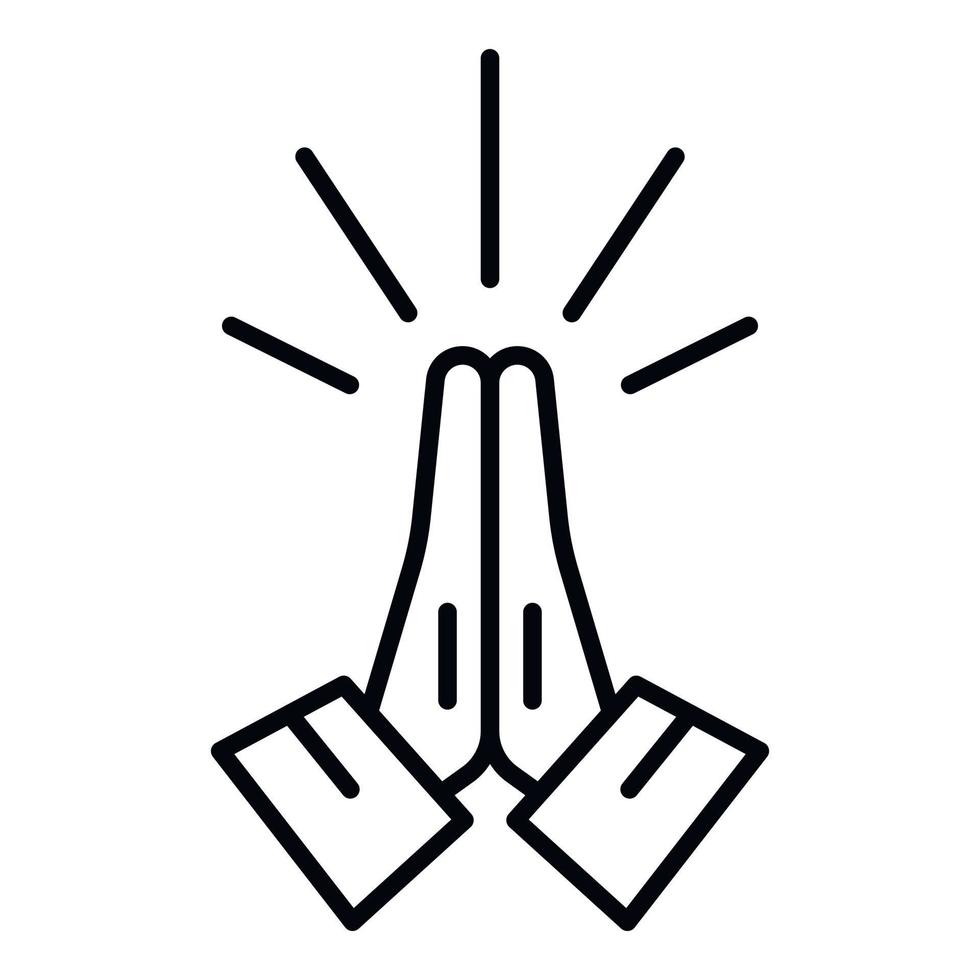 Hands folded in prayer icon, outline style vector