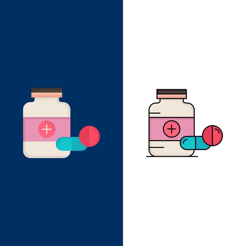 medicine Pill capsule drugs tablet Flat Color Icon Vector