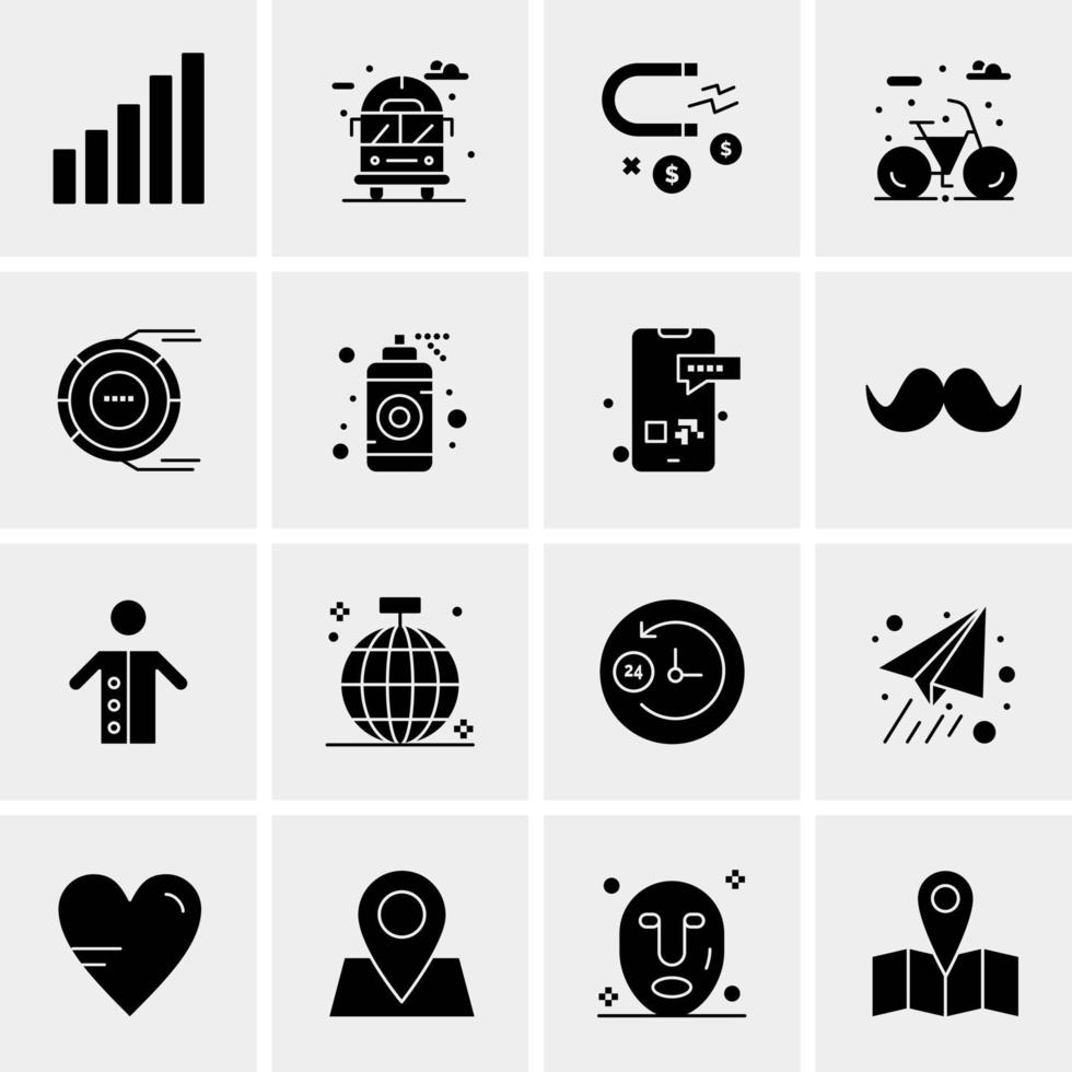 16 iconos universales de negocios vector ilustración de icono creativo para usar en proyectos relacionados con la web y dispositivos móviles