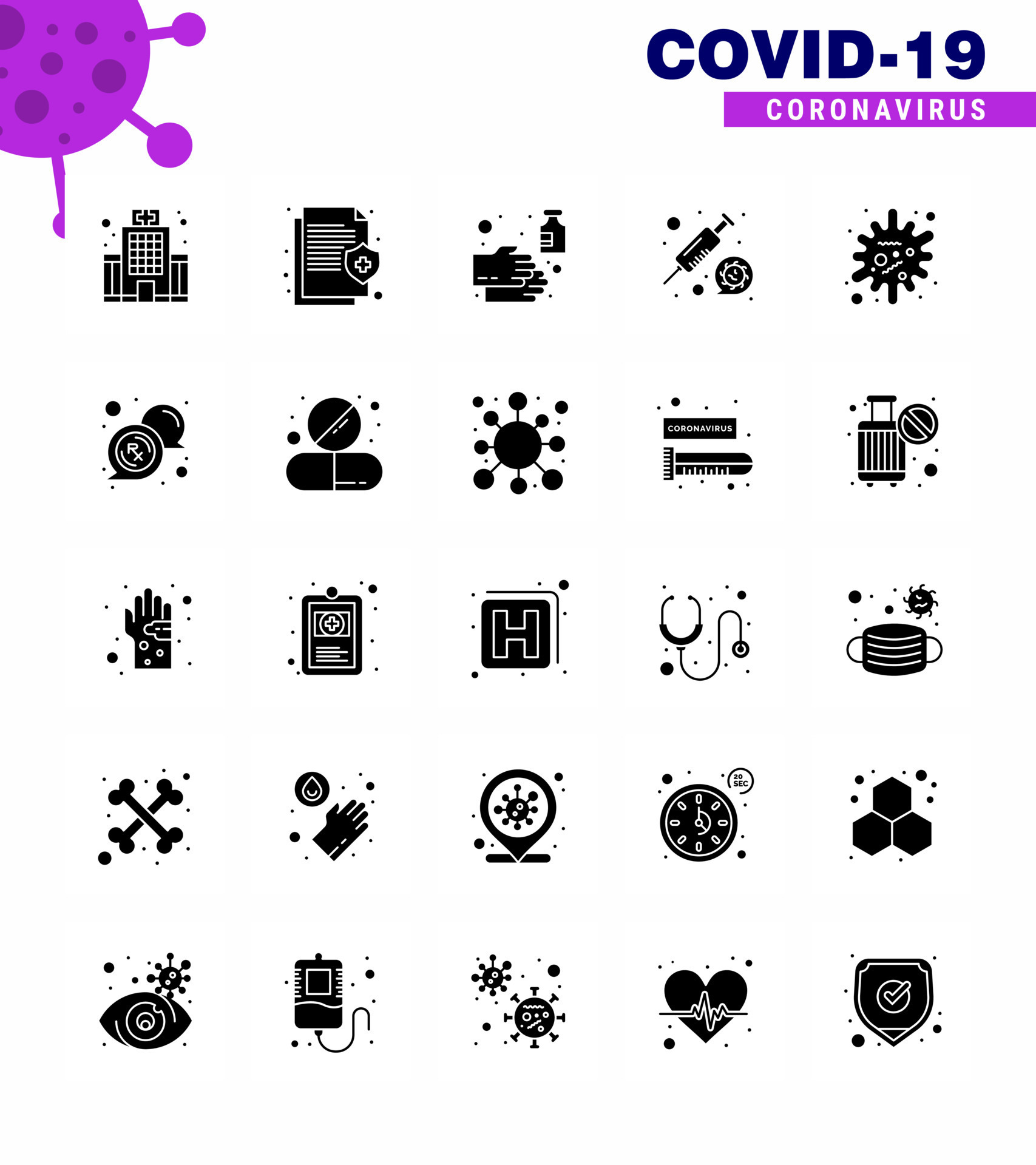 Simple Set of Covid19 Protection Blue 25 icon pack icon included