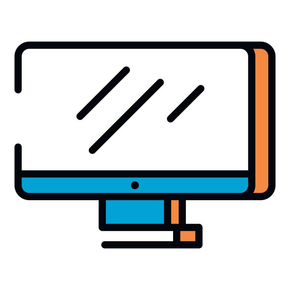 Computer monitor icon, outline style vector