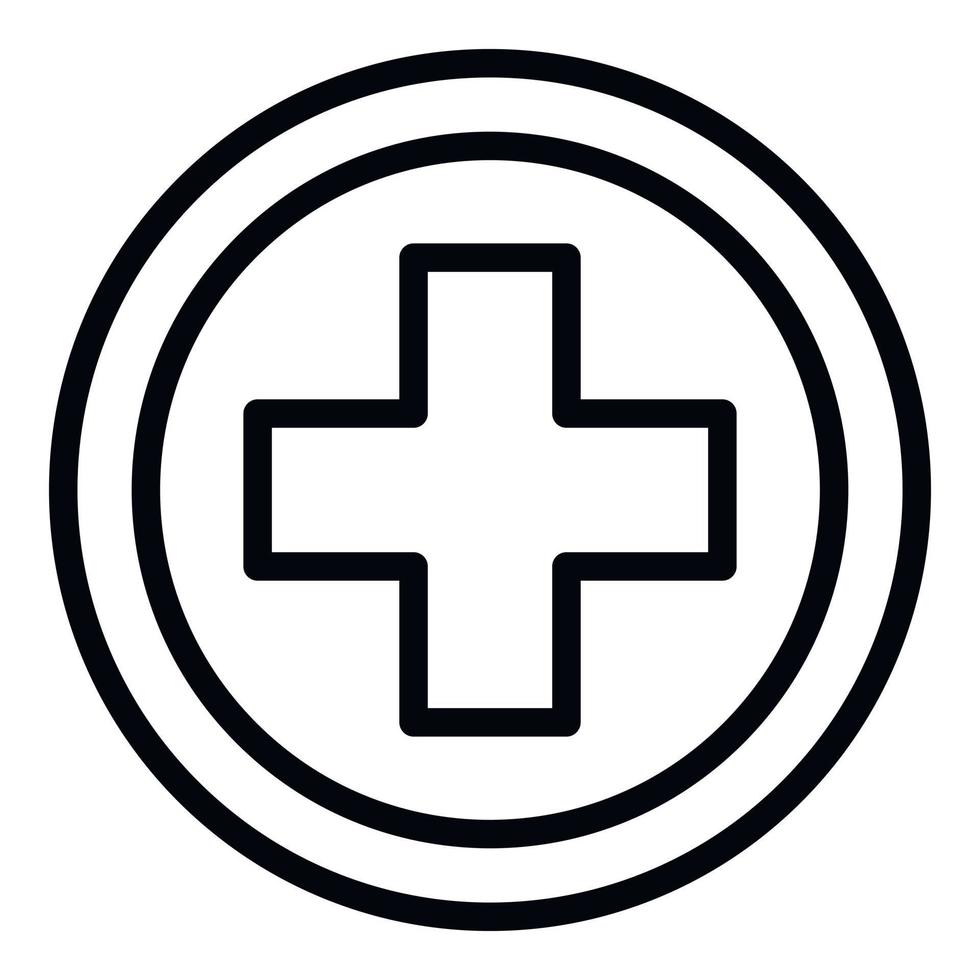 icono de círculo cruzado médico, estilo de contorno vector