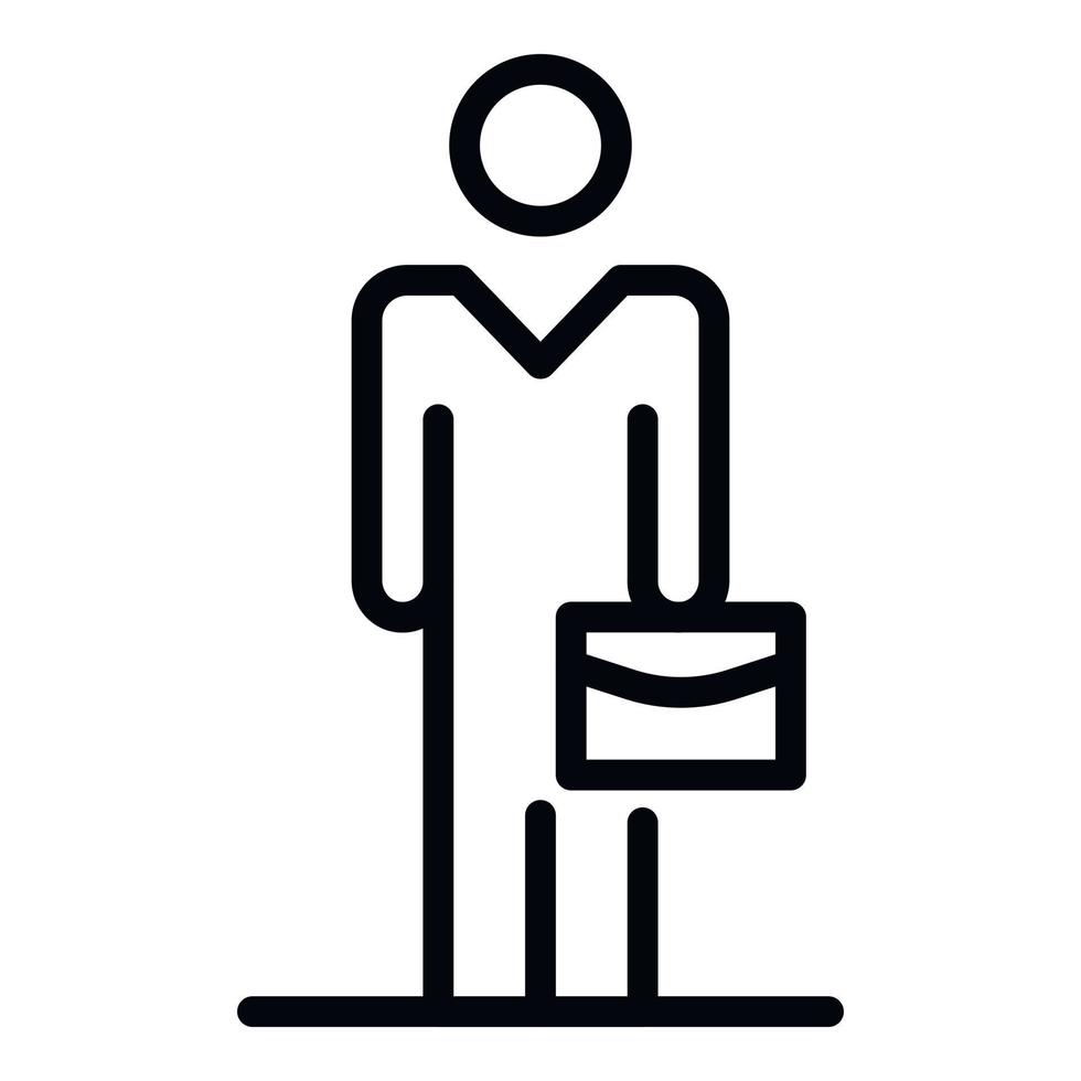 Man with briefcase icon, outline style vector