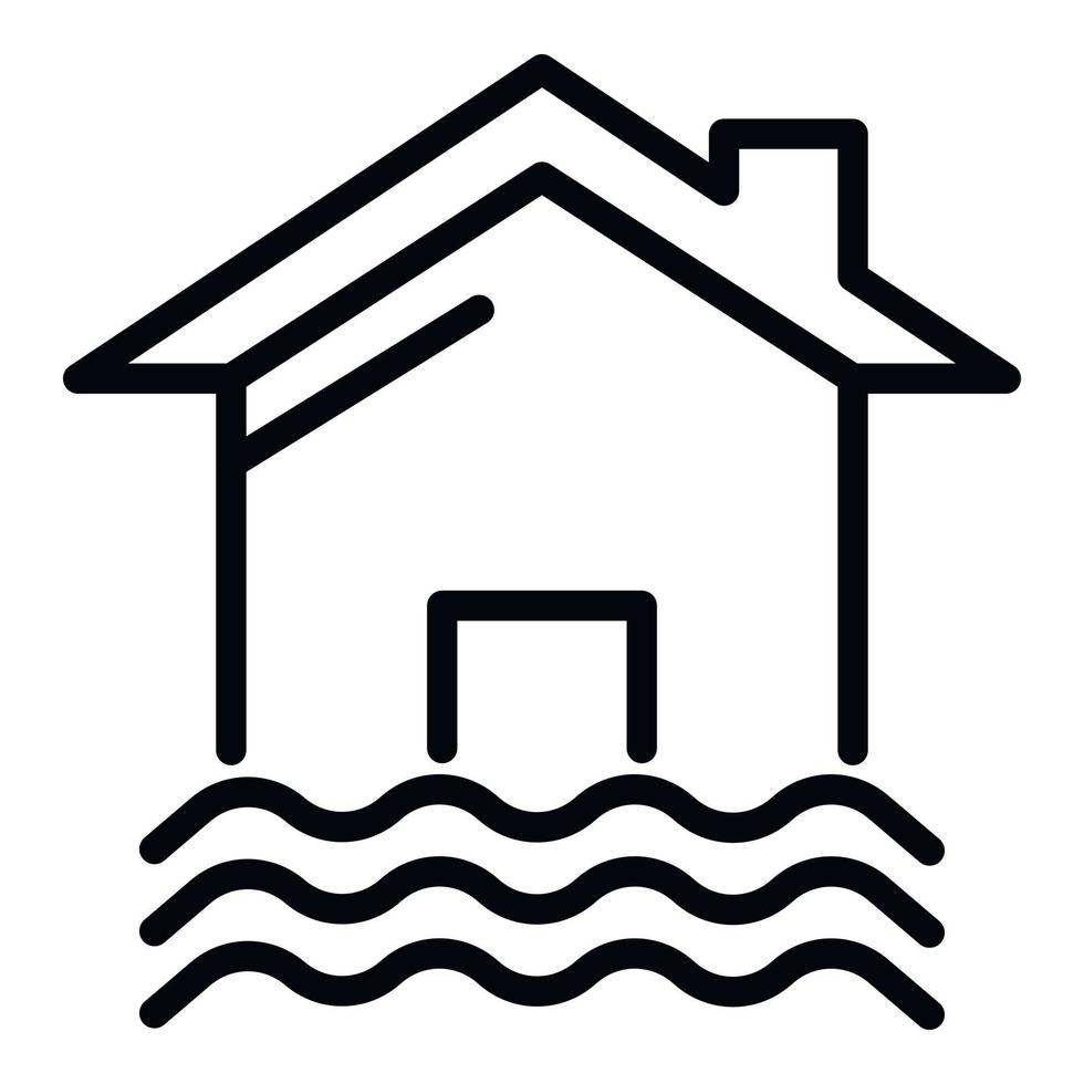 icono de casa y agua, estilo de esquema vector