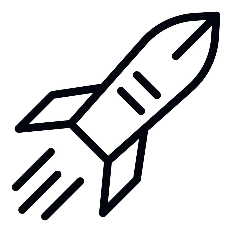 Rocket in flight icon, outline style vector