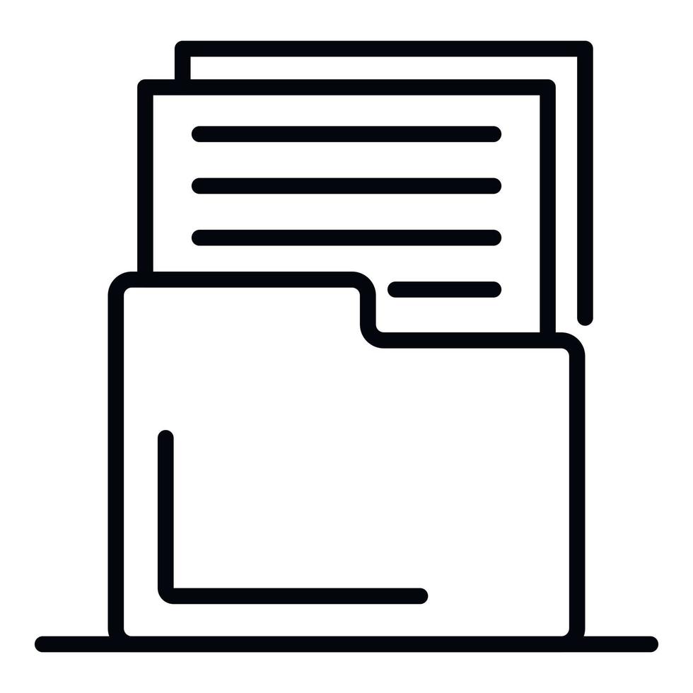 Documents in a folder icon, outline style vector