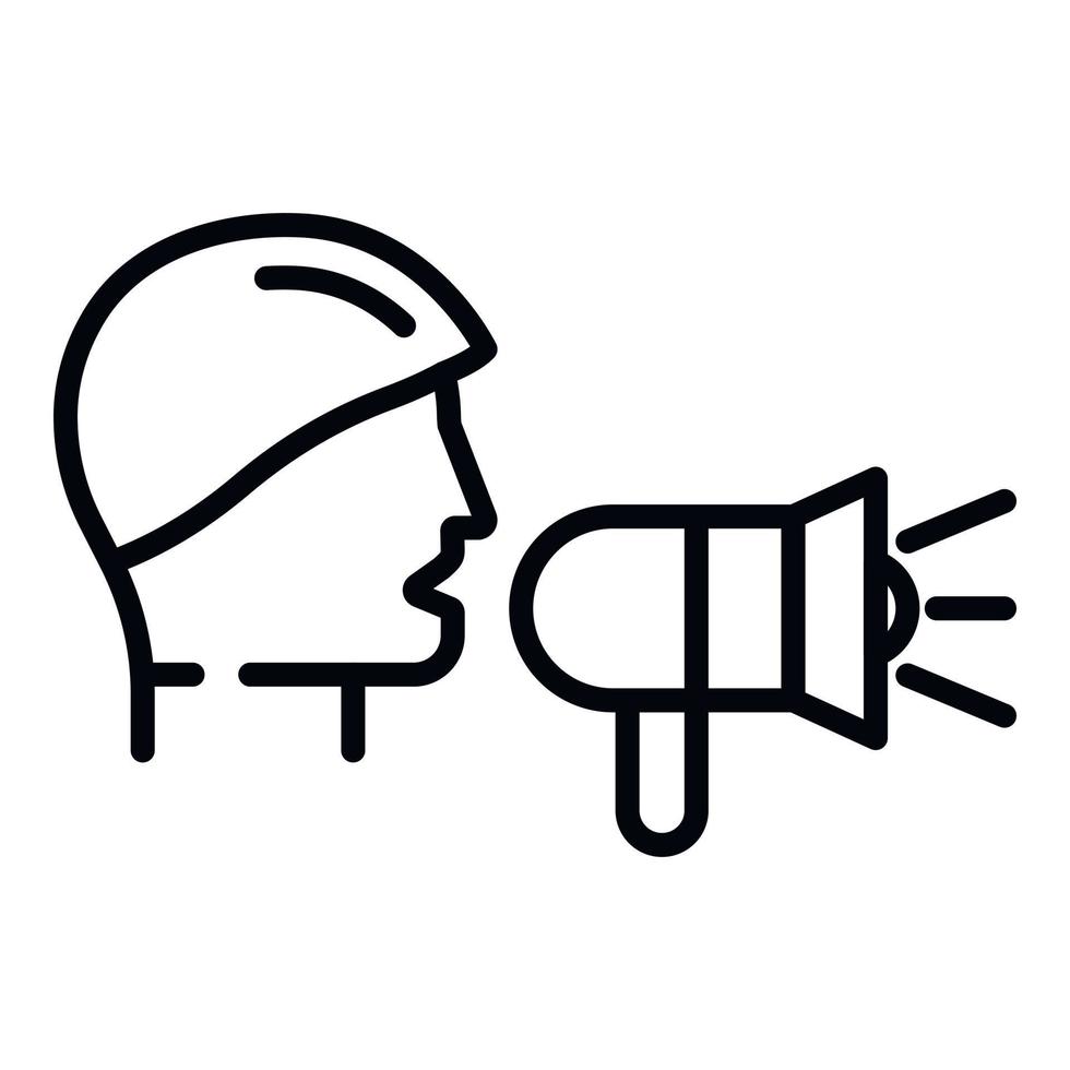 Man head speaker icon, outline style vector