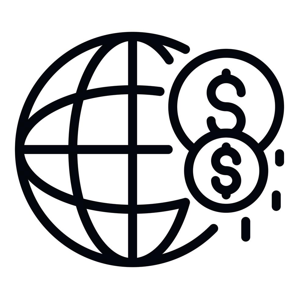 Global investor money icon, outline style vector